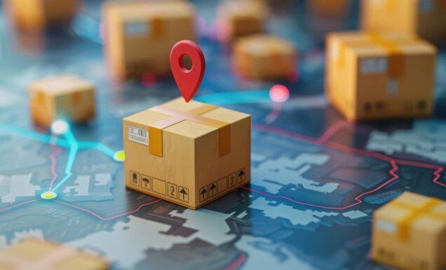 Express delivery with GPS tracking for parcels  blank space.